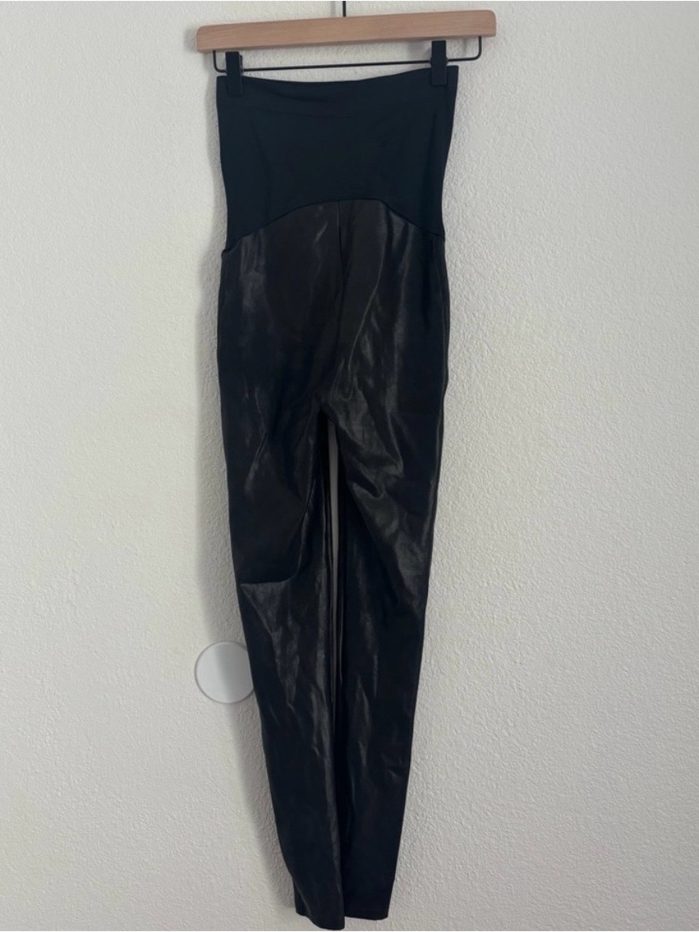 Spanx Women's Size Small Maternity Black Faux Leather Leggings